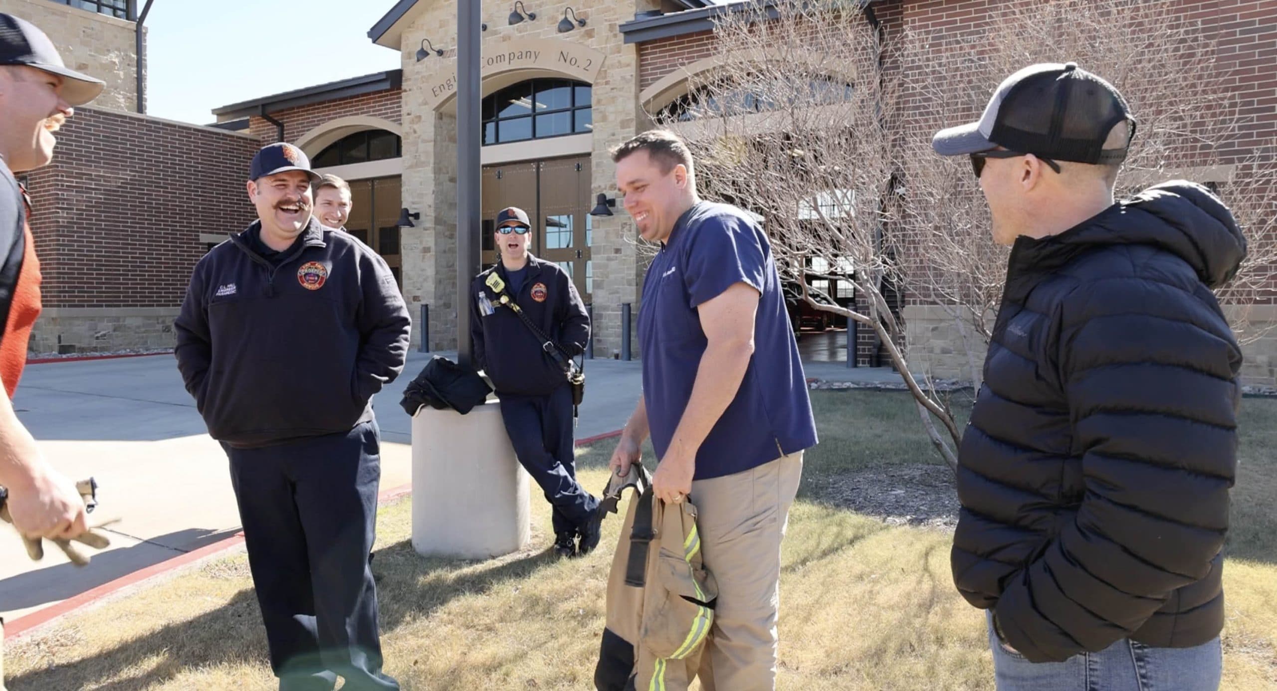 Erik Axene with firefighters